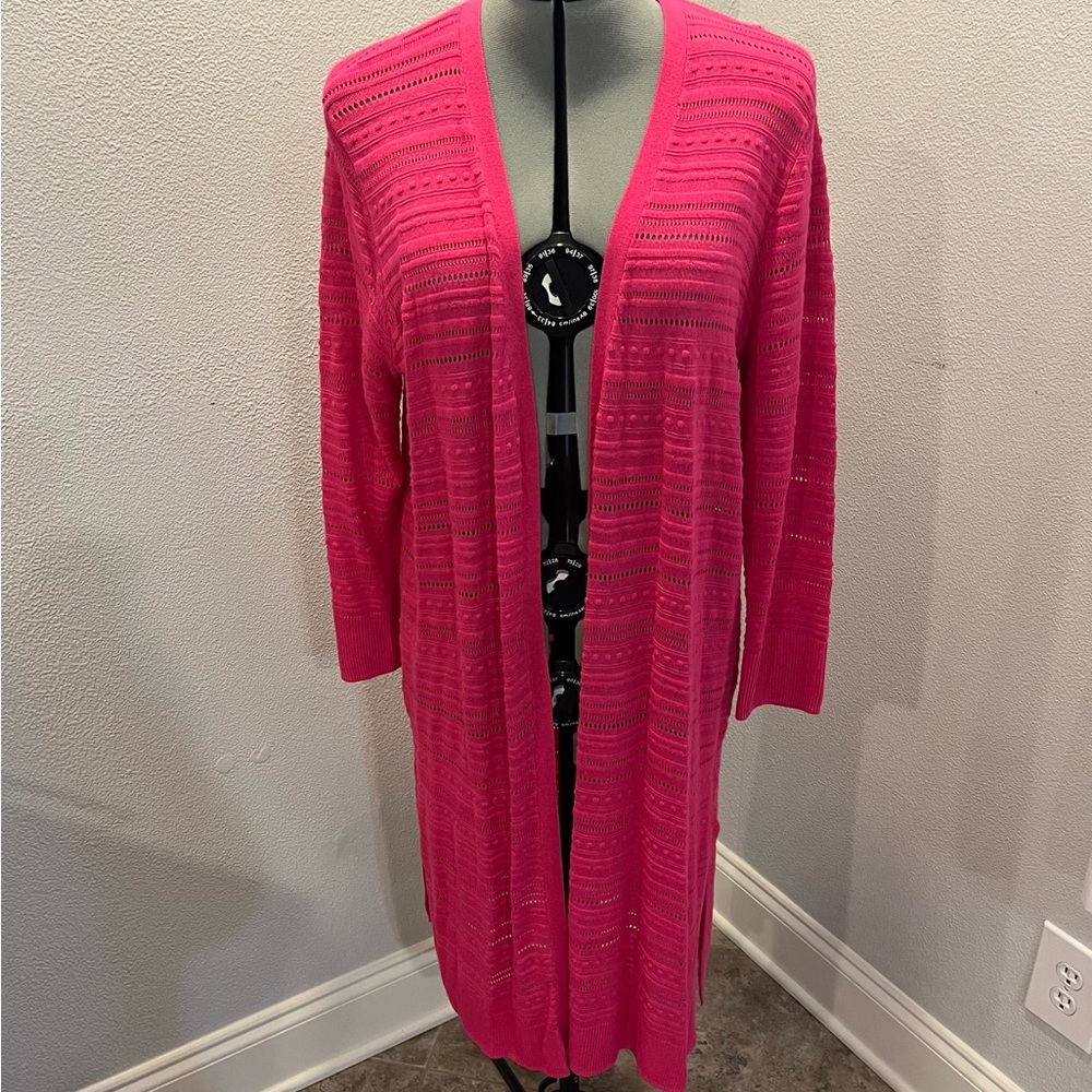 Chico's Pink Cardigan Sweater with Textured Knit - like new!